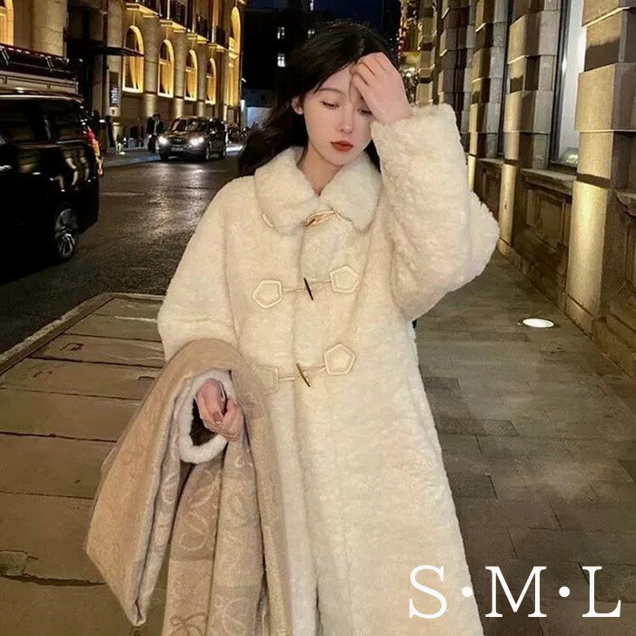 2タイプ ボアコート レディース ロング丈 厚手 コットンなし コットンあり トグルボタン かわいい 秋冬 アウター 小柄さん対応 防寒 おしゃれ 通勤 通学 ベージュ S M Lグローリーパーク