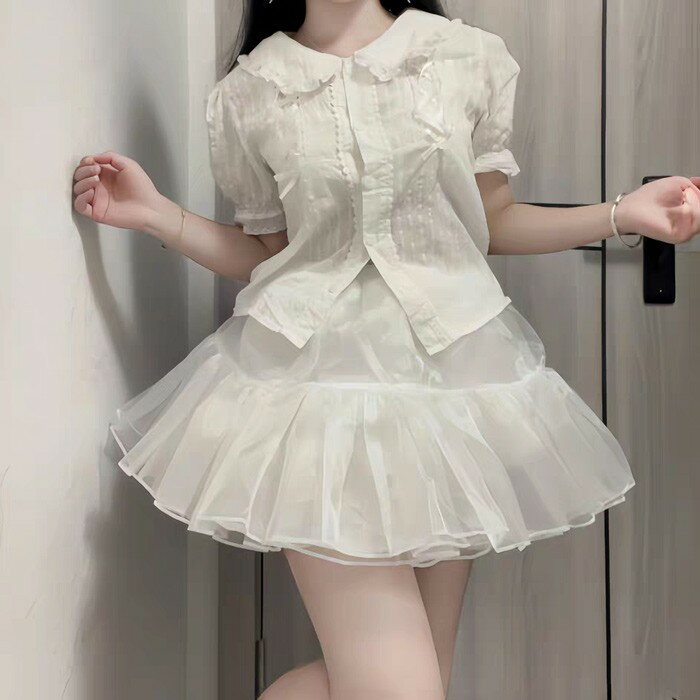 パニエ レディース ボリューム チュール ミニ スカート インナー ロリータ ドレス用 コスプレ 発表会 イベント 撮影会 演奏会 ハロウィン 衣装用 ホワイト フレア ふんわり かわいい フリーサイズ ホワイトグローリーパーク