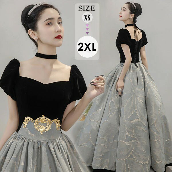 樂天商城 - パーティードレス ロングドレス ブラック ロング 結婚式 演奏会 ドレス ベルベット 二次会 ピアノ 発表会 袖あり プリンセス 20代 30代 大人 上品 お呼ばれドレスグローリーパーク