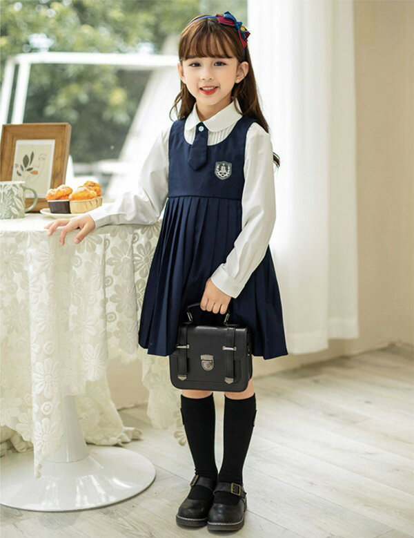 入学式 卒業式 制服 女の子 3点セット 小学生 中学生 ジュニア 中学 受験 大きいサイズ ゆったりサイズ 卒服 ワンピース 入園祝い ギフト 卒園式 七五三 お受験 発表会 ネイビー ホワイト 90 110 120 130 140