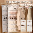 収納ポケット ハンガー式 ウォール吊り下げ 大容量 透明 北欧 スッキリ下着 靴下 ブラ ショーツ ブラジャー 隙間収納 仕切り クローゼット 押入れ 便利 洗える シンプル おしゃれ ブラの型崩れ防止 スリム ブラケース 小物整理 24ポケットホワイト 白 ピンク ブルー グレー