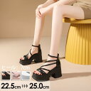 ★250円OFFクーポン配布中★サンダル レディース 3カラー ヒール 太ヒール ベルト 大きいサイズ ヒール7cm スポーツサンダル 厚底シューズ 小さいサイズ ジッパー 女性 シューズ 春夏 大人 母の日 プレゼント ホワイト ブラック ピンク 22.5-25.0