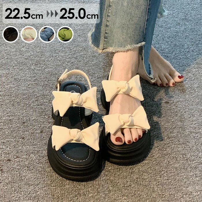 バックストラップサンダル リボン サンダル レディース かかとあり 厚底サンダル 厚底 安定感 夏 ベルト 靴 女性 大人 美脚 シューズ シンプルグローリーパーク