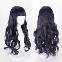 ウィッグ フルウィッグ ロングウィッグ カールウィッグ 巻き毛 ロングカール ぱっつん前髪 ロリータ ゆめかわいい ゆめかわ 前髪あり パープル 日常 原宿風 ...