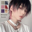 ウィッグ メンズ インナーカラー 短髪 かつら 自然 フルウィッグ ショートウィッグ ショートヘア 前髪あり コスプレ 男装 おしゃれ ナチュラル かっこいい 可愛い ショート 耐熱ウィッグ ブラック 小顔効果抜群 コスチューム 文化祭 学園祭 イベント 韓国風