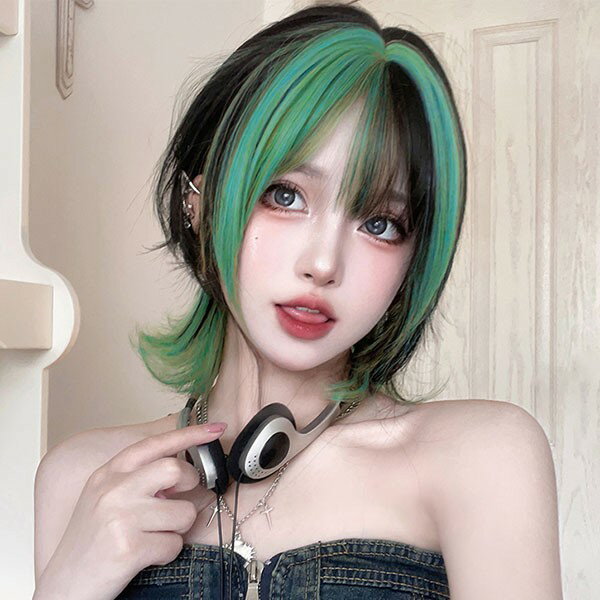 ウィッグ メッシュ レディース フルウィッグ ミディアム ストレート ぱっつん前髪 前髪あり 可愛い かわいい 大人用 コスプレ ロリータ ゴスロリ コスチュー...