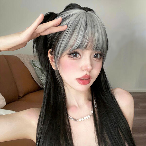 ウィッグ レディース フルウィッグ ロング ストレート ぱっつん前髪 前髪あり 可愛い かわいい 大人用 コスプレ ロリータ ゴスロリ コスチューム 原宿風 仮装 超自然 かつら wig Lolita 小顔 文化祭 イベント 学園祭 ハロウィン