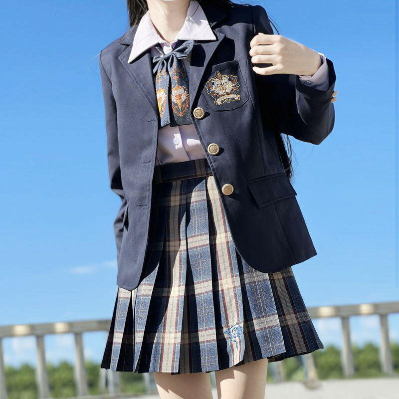 卒業式 スーツ 女の子 制服 学生制服 7点セット 刺繍入り 長袖 女子高生スカート ...