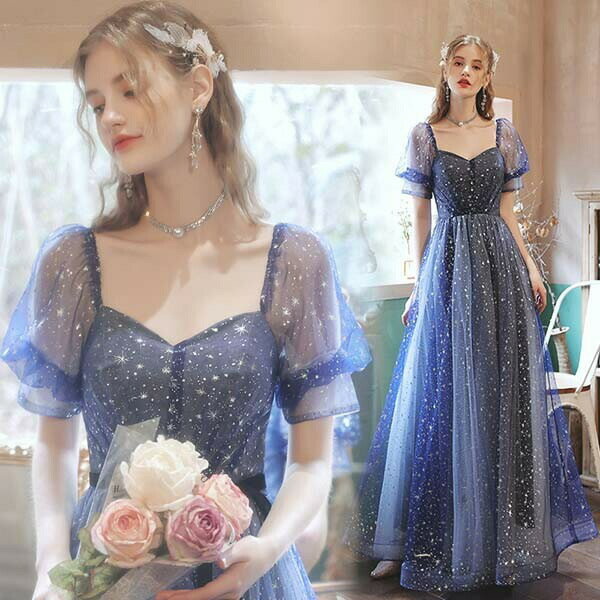 樂天商城 - ロングドレス 演奏会用ドレス 袖付き キラキラドレス ピアノ発表会 ドレス 大人 パーティードレス お呼ばれ 他と被らない 二次会ドレス フォーマル ワンピース 結婚式 大きいサイズ XS S M L XL 2XL 3XL 青グローリーパーク