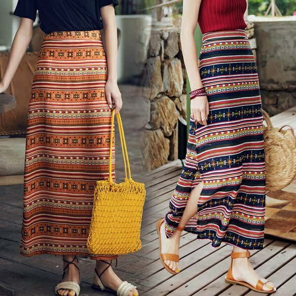 ふんわり フレア マキシ ロングスカート フレアスカートマキシスカート ボトムス ファスナー 体型カバー 総柄 レディース ハワイ 旅行 リゾート ゆったり シ...