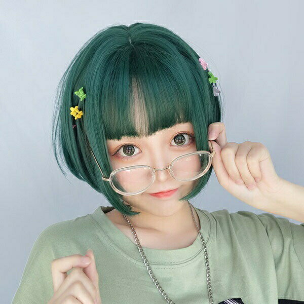 ウィッグ ロリータ風 lolita 原宿風 かつら 前髪 ショートヘア つけ毛 レディース グリーン コスプレ用 コスプレウィッグ ハロウィン 耐熱ウィッグ コスチューム ロング 小顔効果抜群 可愛い 仮装 大人用 dm025t2t2d4
