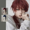 ウィッグ メンズ 短髪 かつら 自然 フルウィッグ ショートウィッグ ショートヘア 前髪あり コスプレ 男装 おしゃれ ナチュラル かっこいい 可愛い 耐熱ウィッグ 赤 紺色 小顔効果抜群 コスチューム 文化祭 学園祭 イベント 舞台 撮影用