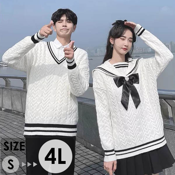 楽天市場】セーラー(サイズ(S/M/L)4L)(ニット・セーター 楽天市場】セーラー(サイズ(S/M/L)4L)(ニット・セーター