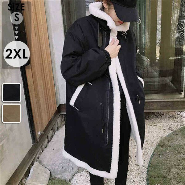 樂天商城 - コート レディース コート ロングコート アウター 中綿コート フェイクムートンコート 長袖 あったか 厚手コート 大きいサイズ 黒グローリーパーク