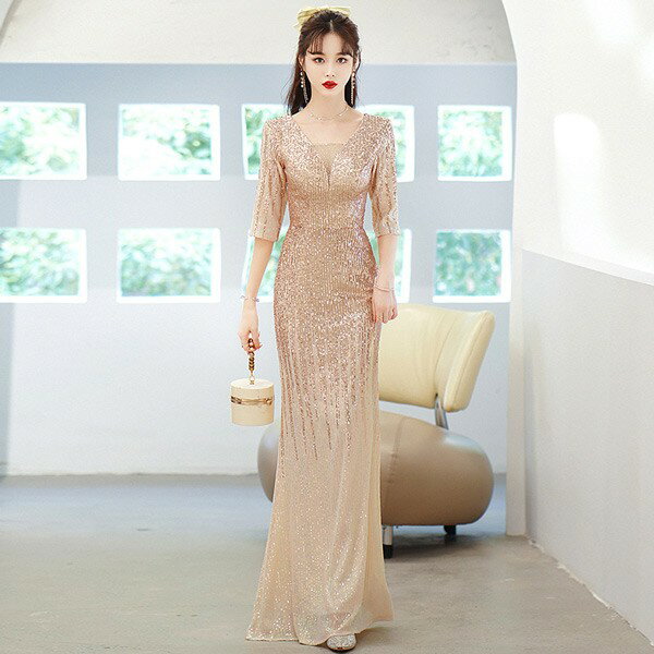 樂天商城 - ロングドレス マーメイドライン キラキラ パーティードレス 結婚式 ワンピース 二次会 演奏会 キャバ嬢 忘年会 イブニングドレス ナイトドレスグローリーパーク