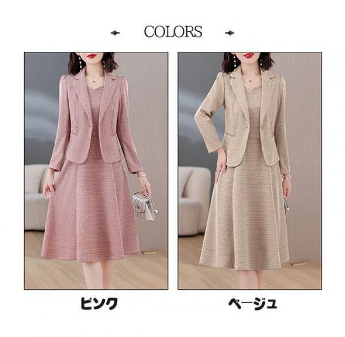 スーツ レディース 入学式 卒業式 洗える ワンピーススーツ ツイードジャケット 2...