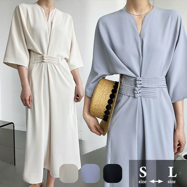 樂天商城 - 夏ワンピース ワンピーススーツ 7分袖ワンピース マキシ丈 ノースリーブ ロングワンピース 夏スーツ ママスーツ ゆたり ポケット付き バックスリット入り ビジネス フォーマル 卒業式 入学式 セレモニー お呼ばれ 結婚式グローリーパーク