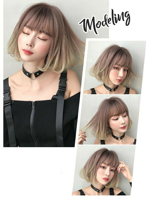 フルウィッグ 超自然 ウェーブ wig うぃっぐ スモーキー ウィッグ 内巻セミロングウィッグ 小顔 レディース ゆるふわ ナチュラル かつら エクステ 仮装 耐熱ウィッグ 原宿系 ハロウィン コスプレ