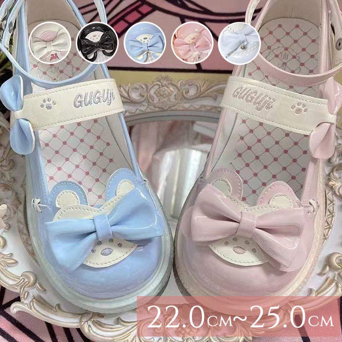 樂天商城 - パンプス ロリータ ロリィタ レディース ロリータ靴 お嬢様 甘ロリ ゴスロリ ゴシックロリータ メイド靴 小さいサイズ 22.0-25.0 ヒール 3.5cm 太ヒール リボン フリル 春 夏 秋 冬 オールシーズン 可愛い ブラック 黒 ピンク ラウンドトゥ ストラップグローリーパーク