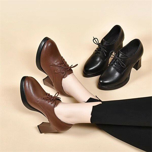 樂天商城 - ショートブーツ ヒール約7cm 太いヒール レースアップ レディース シューズ 靴 ラウンドトゥ チャンキーヒール 大きいサイズグローリーパーク