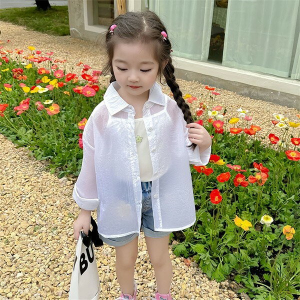 キッズ シアーシャツ 日焼け止め 薄手 女の子 アイスシルクサンブロックジャケット 夏用 アウトドア ベビー コート 男の子 女の子向け 涼感カジュアルアウター 透け感 日焼け対策 90 100 110 120 130 140グローリーパーク 3