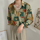 アロハシャツ シャツ メンズ 開襟シャツ 夏物 ハワイアン 長袖 ゆったり 体型カバー 大きいサイズ ヴィンテージ風 シンプルデザイン オープンカラー カジュア...
