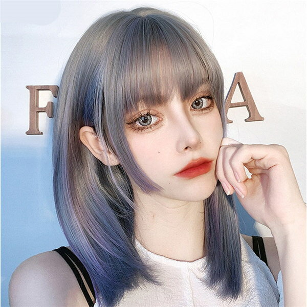 ロングウィッグ 長髪 ミディアム ストレート ぱっつん前髪 lolita 前髪あり ハロウィン 原宿風 かつら コスプレ 可愛い 大人用 普段使い 文化祭 イベント 学園祭 演劇 舞台 学芸会グローリーパーク