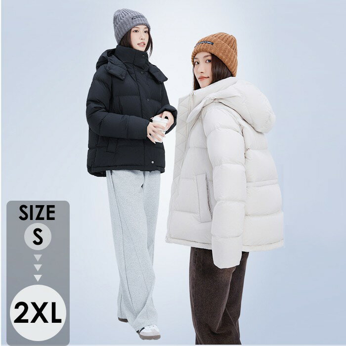 95%ダウン ダウンコート ショートダウン ダウンジャケット ダウンコート 大きいサイズ 30代 アウター レディース 大人 軽量 上品 防寒 秋 冬 ショート丈 フード きれいめ プレゼント ギフト ブラック ホワイトS M L XL 2XLグローリーパーク