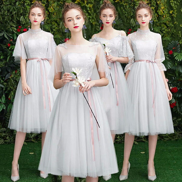 【サイズ有XXS/XS/S/M/L/XL/2XL】ブライズメイド ドレス ミモレ丈 二次会 小さいサイズ 大きいサイズ 結婚式 体型カバー 半袖 フリル オフショルダー 謝恩会 二次会 卒業式 花嫁 ピアノ 発表会 ドレス 演奏会 20代 30代グローリーパーク