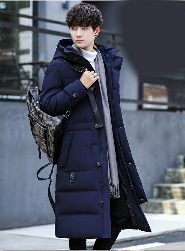 ダウンコート ダウンジャケット 超ロング 大きいサイズ メンズ 防風 ロングダウンジャケット コート 帽子付き アウター ロング かっこいい メンズファッション 防寒 雪 あったか ブラック ブルー グレーグローリーパーク