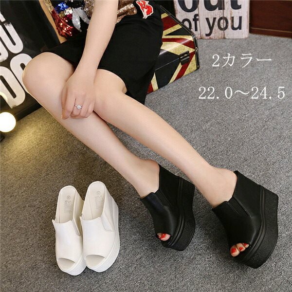 新作 サンダル レディース ウェッジソール 厚底 夏 シューズ 美脚 靴 おしゃれ ヒール13cm ブラック ホワイト 22.0/22.5/23.0/23.5/...
