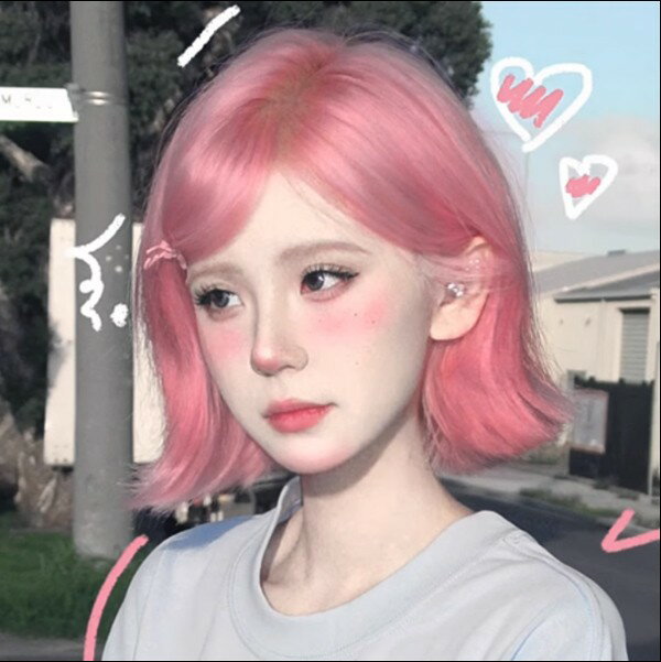 ウィッグレディース ピンクウィッグ短髪 かつらショートウィッグ可愛い かわいい 大人用 コスプレ ロリータ ゴスロリ原宿風 仮装 超自然 かつら小顔 文化祭グロ...