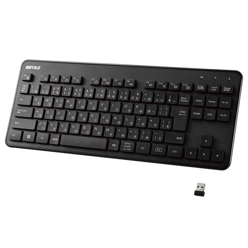 バッファロー ワイヤレス 無線 キーボード 薄型 メンブレン USB レシーバー付属 ブラック