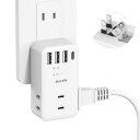 Mscien コンセント タップ usb 電源タップ USB 雷ガード コンセント 3個AC口3個USB-A 1個Type-Cポート たこあしコンセント 直挿し 分岐 充電タップ