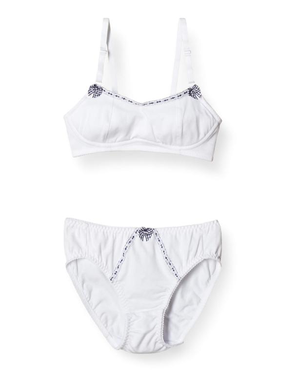 [サンセイ] ブラジャー 制服ブラ ノンワイヤーブラ ハーフトップ &ショーツセット【プチプリンセス 綿混】 ガールズ