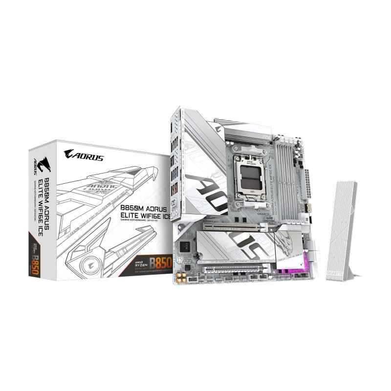 GIGABYTE B850M AORUS ELITE WIFI6E ICE - AMD Ryzen 用 ホワイト色 MicroATX 上位ゲーミングマザーボード MB6677