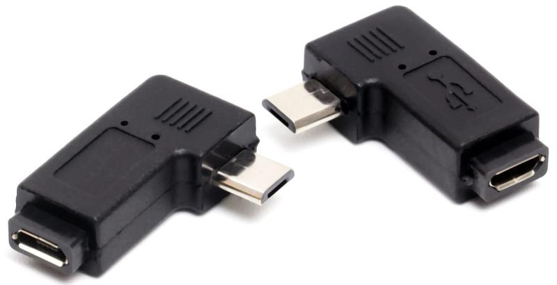 オファン USB変換コネクタ USB2.0 L字型 microB (オス) - microB(メス) 変換 アダプター L型CD 各1点 (2点)