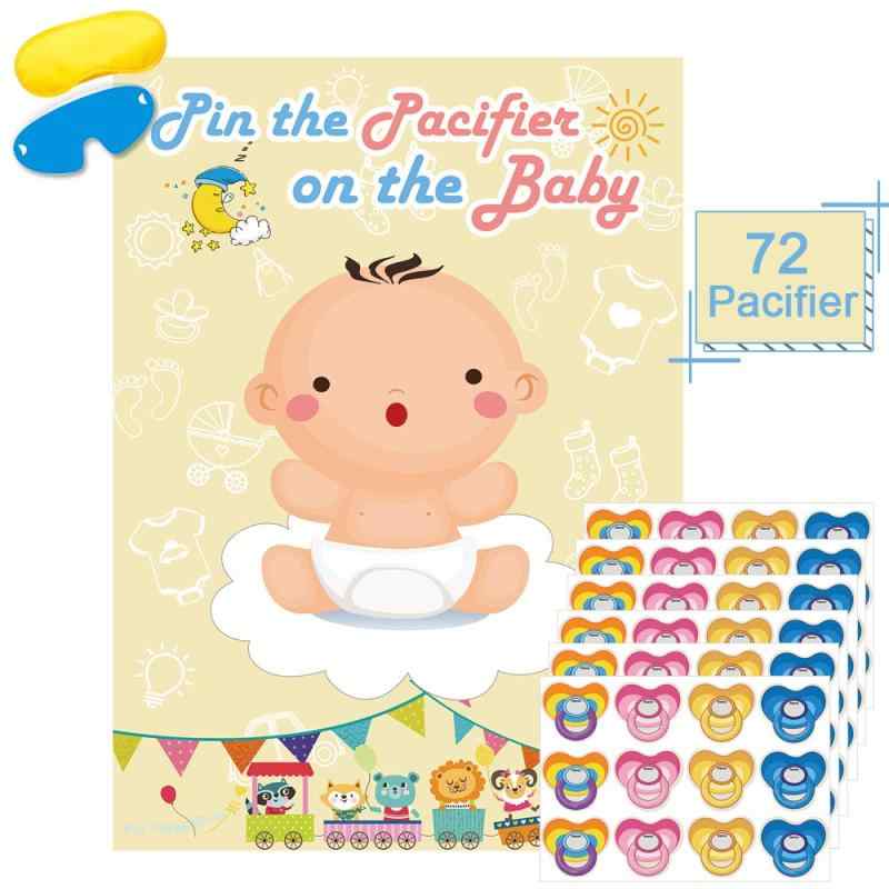 Angsen ピン「The Pacifier On The Baby Game」大型ベビーポスターゲーム ベビーシャワーパーティー 子供の誕生日パーティー用品 - 72おしゃぶりステッカー
