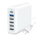急速充電器 usb 6充電ポート usb充電器 pd 高速充電器 usb コンセント【PD20W対応USB C&QC3.0対応USB A&2.4AUSB*4&6台同時充電&1.2mAC電源コード】携帯電話 充電器 acアダ(2)