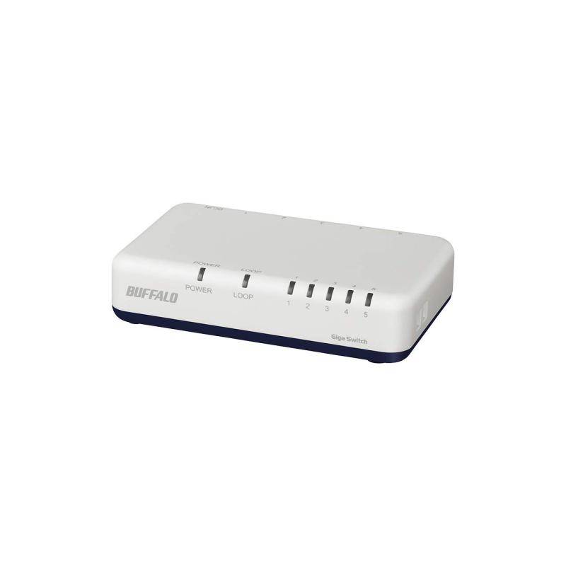 BUFFALO Giga対応 プラスチック筐体 AC電源 5ポート LSW6-GT-5EPL/WH ホワイト スイッチングハブ ローコストモデル 壁掛け設置対応