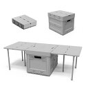 UPF 新昇級 キャンプ 収納ボックス 折りたたみ キャンプ テーブル 蓋付き 収納ケース 積み重ね 折り畳み コンテナ ボックス 多機能 アウトドア テーブル 軽量 ローテーブル ミニ 組立簡単 ス(4)