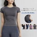 【送料無料】ヨガウェア レディース トップス 半袖 Tシャツ スポーツウエア トレーニングウェア フィットネス ピラティス ブラトップ フィット感 快適 着心地良い ジム ストレッチ 伸縮性 シンプル 吸汗 速乾 快適 カラバリ豊富(4)