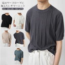 【送料無料】ニットトップス サマーニット メンズ 紳士 クルーネック 半袖 5分袖 Tシャツ ひんやり セーター ニット 立体感 ストライプ柄 大人 着心地良い おしゃれ 上品 ゆったり 無地 カジュアル リラックス 大きいサイズ 春夏 カラバリ豊富