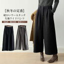 【送料無料】パンツ レディース ワンドパンツ ゆったり 9分丈 ウールタッチ 保温性 暖かい 脚長効果 落ち感 リラックス 肌触り良い 柔らかい ウエストゴム カジュアル ハイウエスト 秋冬 体型カバー 通勤 オフィス