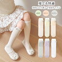 【送料無料】靴下 キッズ 子供 女の子 ソックス くつ下 薄手 メッシュ ハイソックス サイズフリー かかとない 快適 ムレにくい かわいい リボン 履き心地良...