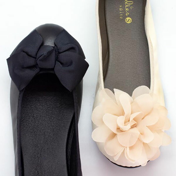 レ プリエ スイート 携帯スリッポン　【 バレエシューズ フラットシューズ パンプス ぺたんこ 折り畳み 授業参観 学校行事 室内履き 予備靴 軽量 軽い ポーチ付き シンプル かわいい　携帯 送料無料 パラデック 雑貨 フォーマル オケージョン ブラック 高品質 】