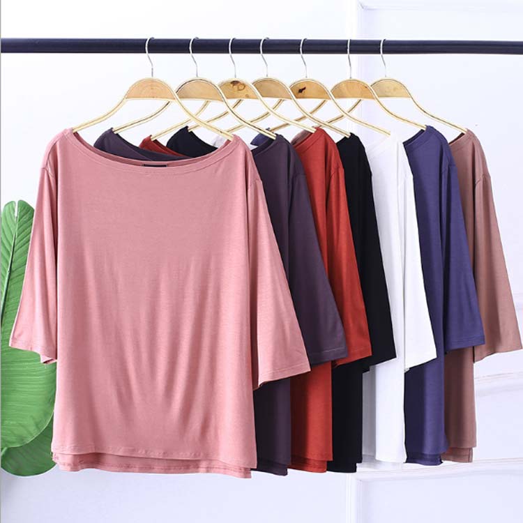 送料無料 Tシャツ レディース 五分袖Tシャツ オフショルダー 鎖骨見せ 薄手 無地 ...