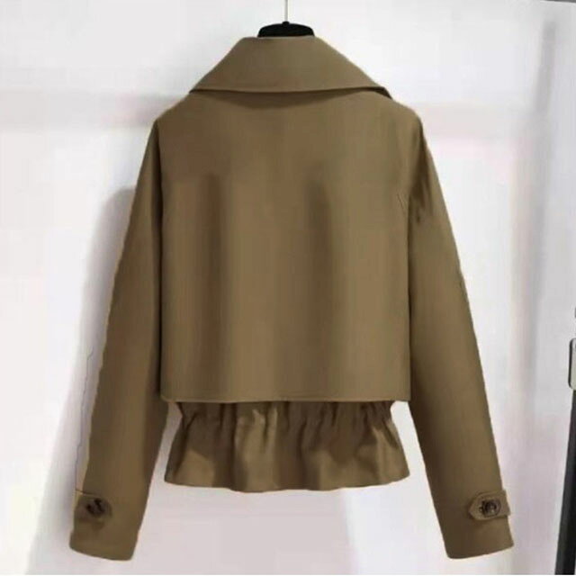 裾ドローコード付き 春服 ショートコート レディース アウター 春 ショート丈 トレンチコート スプリングコート 秋 ダブルボタン 脚長効果 小柄にオススメ キレイめ おしゃれ 可愛い 送料無料 gluck-g-10010900 ギュリック サンプル画像3