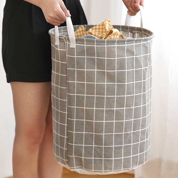 ランドリーバスケット 折りたたみ 洗濯かご 収納箱 丸型 北欧 ランドリーバッグ 収納ボックス 物入れ ワイヤー おしゃれ 大容量 おもちゃ シンプル キッズルーム 子供部屋 洗濯物入れ [2]