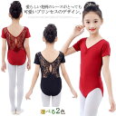 レオタード バレエ キッズ レース 子供 ジュニア トップス キッズ スカートなし 新体操 ジュニア 子ども用 女の子 半袖 練習用 黒 ブラック 110 12...